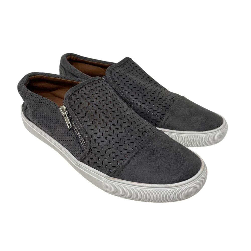 Report Alexa Gray Faux Leather Slip On Sneakers Size 11